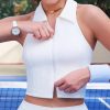 Áo tennis có khóa kéo - Màu trắng